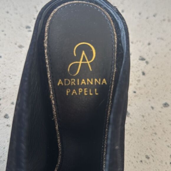 Adrianna Papell Black Velvet Mules Block Heel Peep Toe Dress Shoes Women’s Sz 8 - Picture 10 of 12